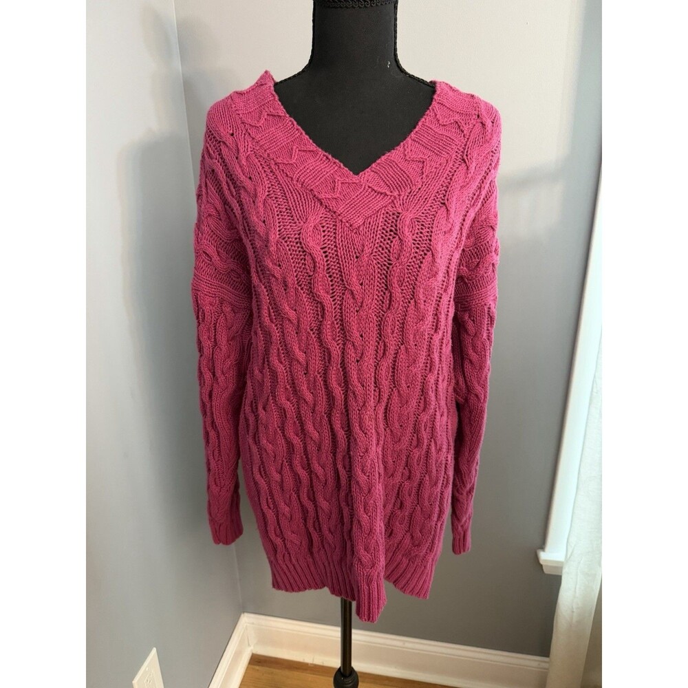 Forenza ︱Medium︱Bulky Sweater︱Fuschia︱Hot Pink︱Vintage︱ 1990's/1980's